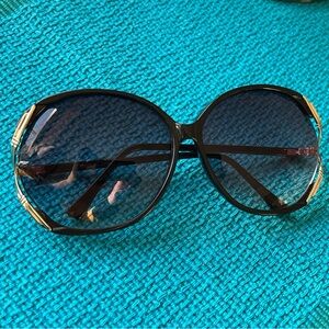 Vintage Big Sunglasses with Gold Accents